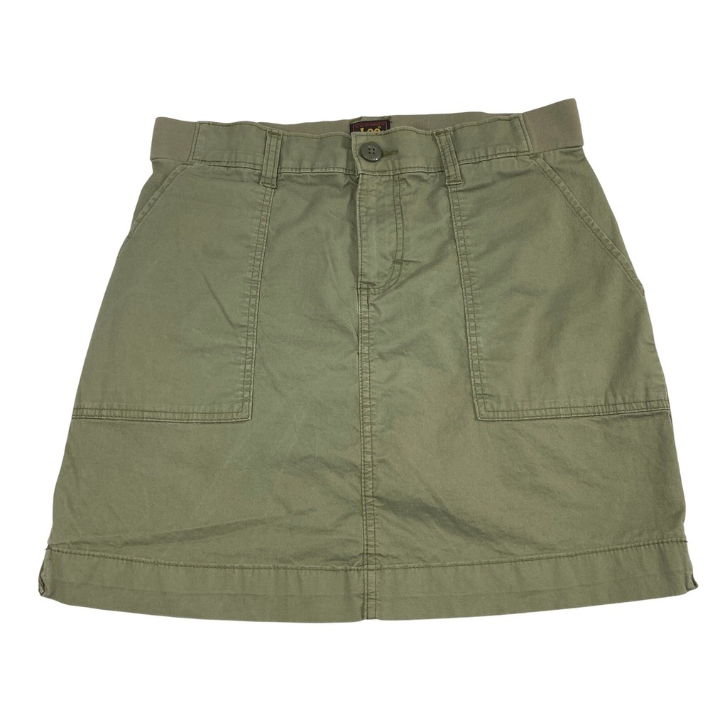 Lee Skort Womens 8M Olive Green‎ Utility Cargo Hiking Mini Skirt Shorts Stretch